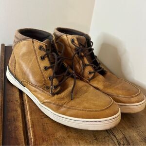 Bullboxer High Top Tan Leather Lace Up Shoes Men's 11 Some Stains & Wear see pix